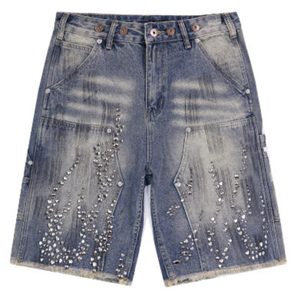 Hellstar Diamond Embellished Denim Shorts