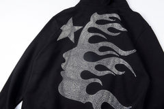 Hellstar vintage washed embroidered rhinestones hoodie