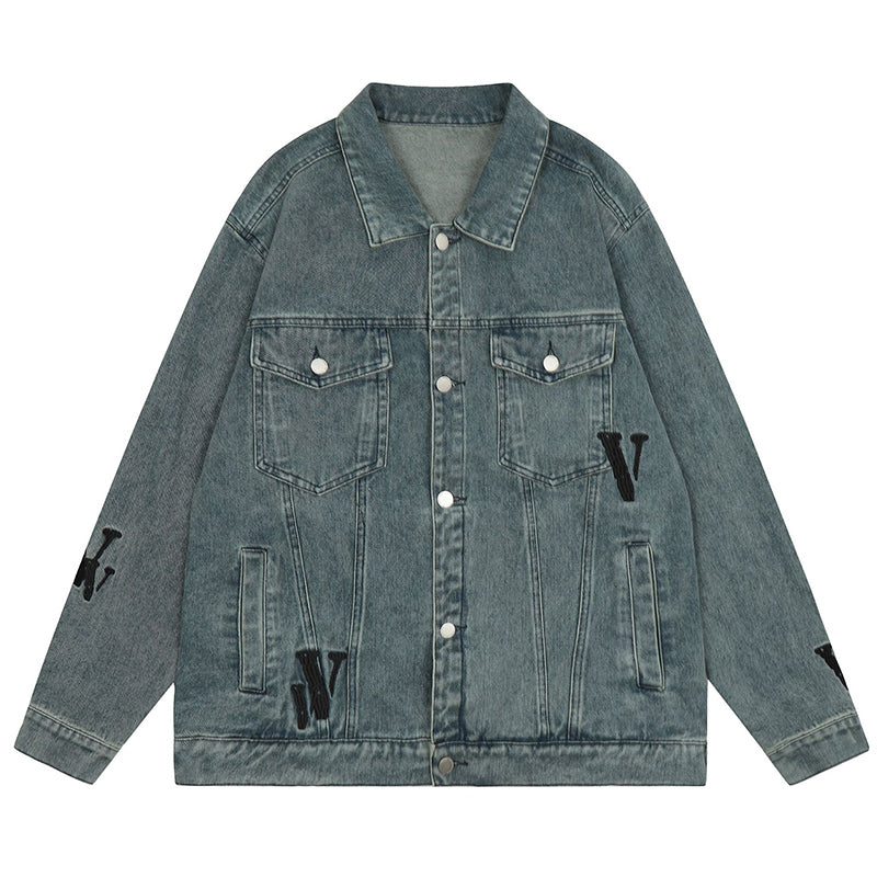 VLONE embroidered letter denim jacket