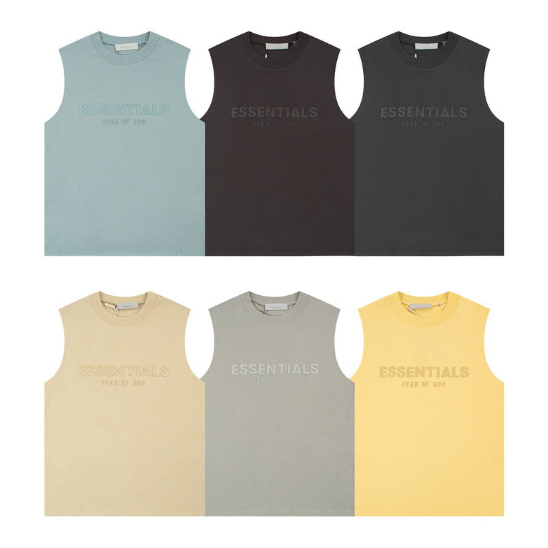 FEAR OF GOD Flocked logo letter print Sleeveless T-Shirts