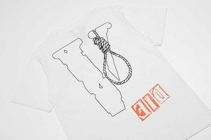 VLONE Rope Letter Big V Print Hip Hop T-Shirt