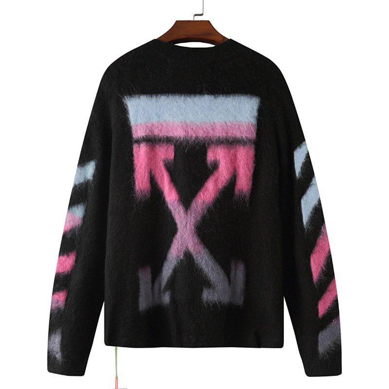 OFF WHITE Arrow pattern mohair crew neck sweater