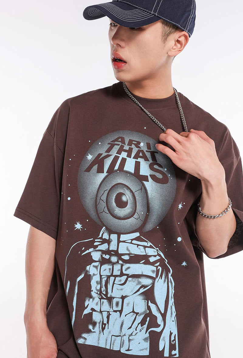 GALLERY DEPT ART THAT KILLS Graffiti eyeball print loose short-sleeved T-shirts