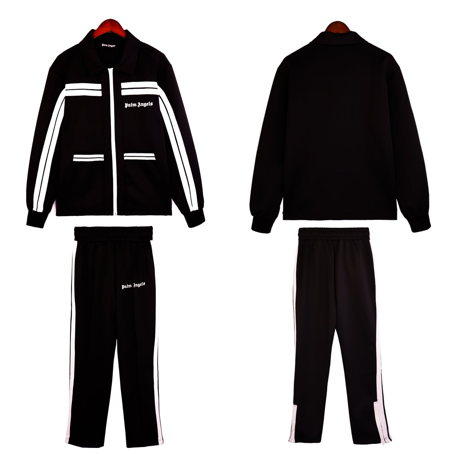 Palm Angels logo-print striped zip-up track jacket Pant Suit